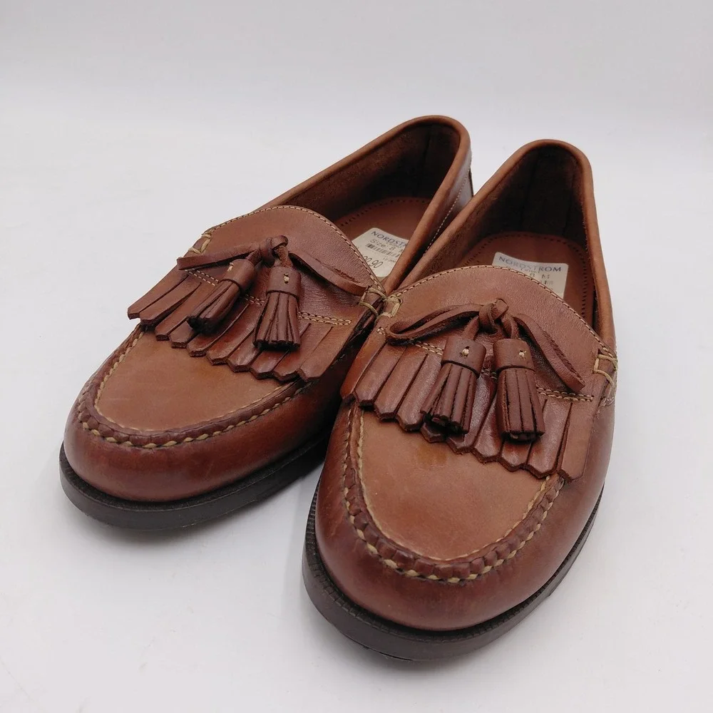 Cole Haan Mens 8 M British Tan Leather Kiltie Tassel Loafers C01063 Brazil Lux
